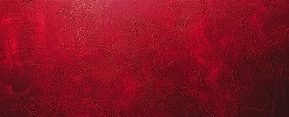 Poster - Vibrant red wall with textured paint strokes, perfect for your message. Rich color palette adds luxury and drama, evoking love, anger, danger. Ideal for commanding attention