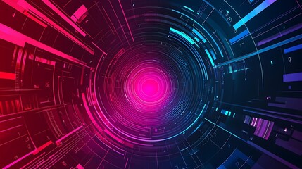 Poster - Abstract futuristic tunnel with glowing neon light.
