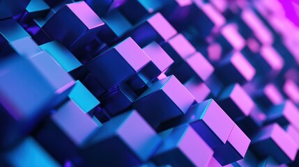 Poster - Abstract Blue and Purple Cubes