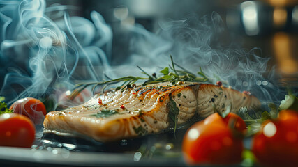 Wall Mural - cooking in the kitchen, close up of a making delicious foods in the kitchen, food on the table