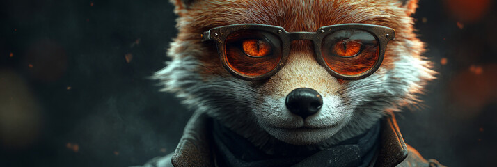 Canvas Print - A close-up portrait of a red fox wearing sunglasses.