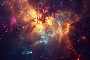 Wall Mural - a purple and blue sky with many stars, generative ai image.,