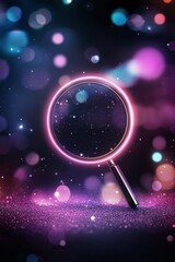 Poster - A glowing magnifying glass illuminates a starry background filled with colorful bokeh effects