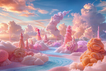 Wall Mural - a sky full of pink clouds with a few white clouds in the background, generative ai image.,