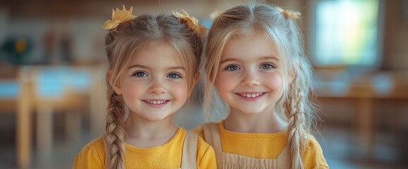 Adorable Twin Girls Smiling Together