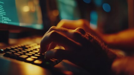 Poster - Programmer Typing on Keyboard