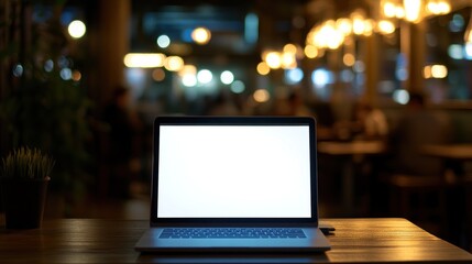 Poster - Laptop on Table in Cafe