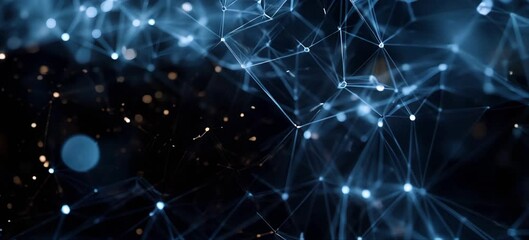 Aufkleber - Futuristic 4K animation featuring an abstract blue background with glowing geometric lines and network connections, representing digital technology. 