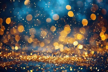 Wall Mural - A stream of gold glitter is falling from the sky, generative ai