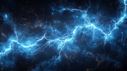 Canvas Print - Abstract Blue Lightning Bolt Background, Digital Art, Energy, Power