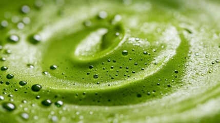 Sticker - Detailed macro of matcha tea showing vibrant green foam and smooth texture photorealistic shot, super macro shot 