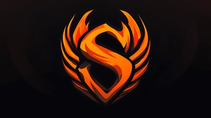 Sticker - Fiery Letter S Logo with Wings for Gaming and Esports