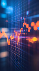 Aufkleber - Bullish trend on stock market chart, line graph moving upwards with blue background