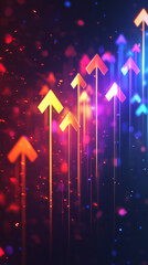 Aufkleber - Colorful background with vibrant upward-pointing arrows symbolizing success and growth, perfect for business and finance concepts