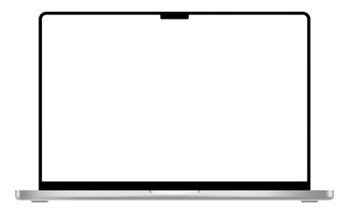Fototapete - Apple MacBook Pro modern laptop mockup template with blank transparent display and black frame PNG. Notebook device for product advertisement and showcase