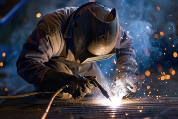 Wall Mural - Skilled Welder at Work in the Workshop