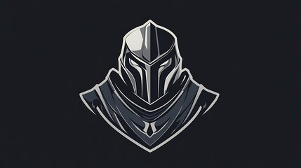 Sticker - Black and White Knight Logo Design,  Minimalist Vector Illustration for Gaming, Esports, and Branding