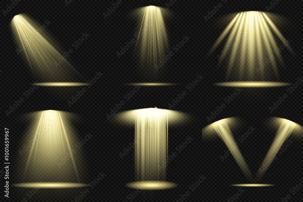 Set of Spotlight isolated on transparent background. Light effect with ...