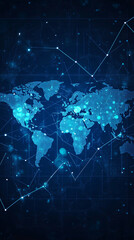 Aufkleber - Global business and digital data processing technology connecting network illustrated on abstract world map