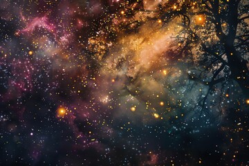 Wall Mural - a colorful galaxy with blue, orange and red swirls, generative ai image