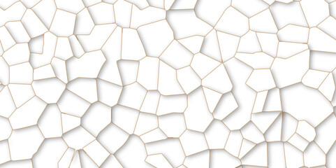 Poster - Abstract white broken stained-glass background with brown line. geometric seamless pattern with 3d shapes triangle background. colorful low poly crystal mosaic and tiles background pattern.