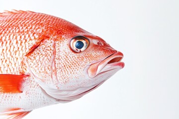 Close-Up of a Single Red Snapper on White Background