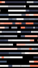 Poster - Abstract horizontal parallel rows of line segments moving intermittently into the same direction isolated on black background. Animation. Seamless loop motion design.