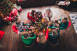 © deagreez - High angle view full size photo of big full friendly family eat food gathering celebrate christmas apartment indoors