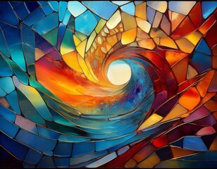 Leinwandbilder - all the colors as ai sees the world, the ai world through broken glass, ai collage, dystopian, matte Neo-romantic, metaphysical painting