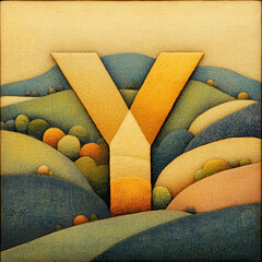 The letter Y in a folk art style