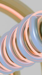 Fototapete - Tunnel with metal pipe and moving spirals. Design. Metal pipe into tunnel with rotating neon lines. Neon and metal lines move in spirals on pipe in tunnel