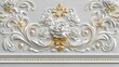 © DZMITRY - The main feature of this luxury wall design bas-relief is the branch with golden leaves. This would be an excellent illustration for a postcard, an invitation, or a project for interior design.