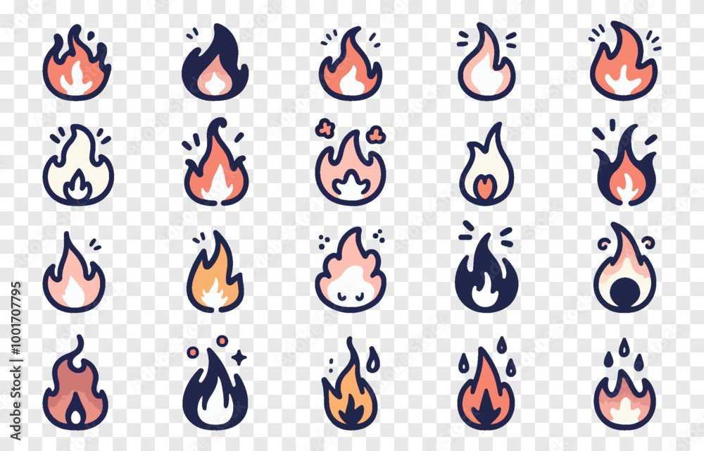 Set of vector fire icons png. Fire icon on isolated transparent ...