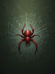Wall Mural - Maroon spider web illustration