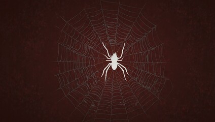 Wall Mural - Maroon spider web illustration