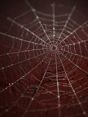 Wall Mural - Maroon spider web illustration