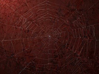 Wall Mural - Maroon spider webs illustration.