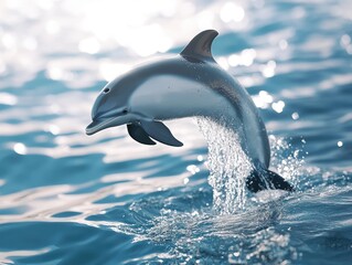 Baby dolphin leaping out of the water 