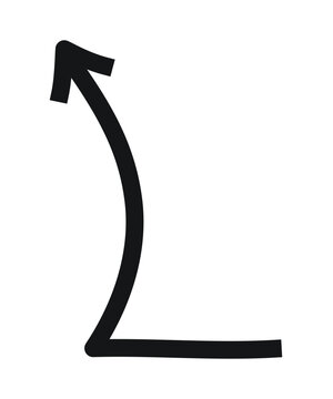 Hand drawn arrow in motion on a white background
