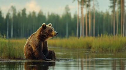 bear in water