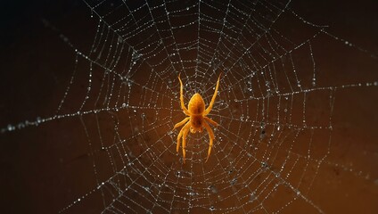 Wall Mural - Orange spider web illustration