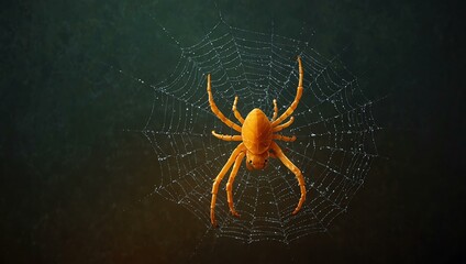 Wall Mural - Orange spider web illustration