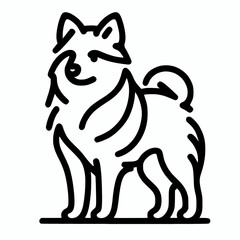 Wall Mural - Standing schipperke dog line vector art illustration on white background