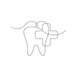 © Maria - Dental logo in one continuous line. One line drawing, minimalism. Vector illustration.