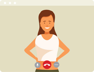 Poster - Woman is rejecting an incoming call while participating in a video conference