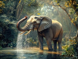 elephant in the water