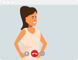 Poster - Woman ending video call on computer screen illustration