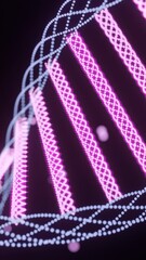 Poster - Rotating dna spiral with dots. Design. Beautiful dna spiral rotates with magical glowing dots. Magic spiral of dna in cyberspace
