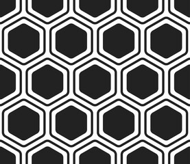 Poster - Hexagon vector pattern. Bold rounded hexagons mosaic pattern with inner solid cells. Large hexagons. Seamless tileable vector illustration.