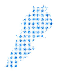 Poster - Lebanon dot map. Country digital style shape. Lebanon vector image. Country shape blue circular dots. Trending vector illustration.